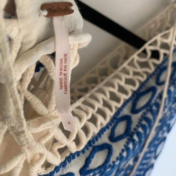 FREE PEOPLE Dusk Till Dawn Embroidered Blue Boho Mini Dress - Size S/4 - NWoT! - Picture 5 of 10